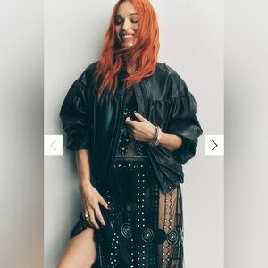 Anthropologie Faux Leather Bomber Jacket NWT size L